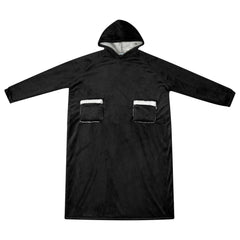 vidaXL Blanket Hoodie Black L Fleece and Flannel 2