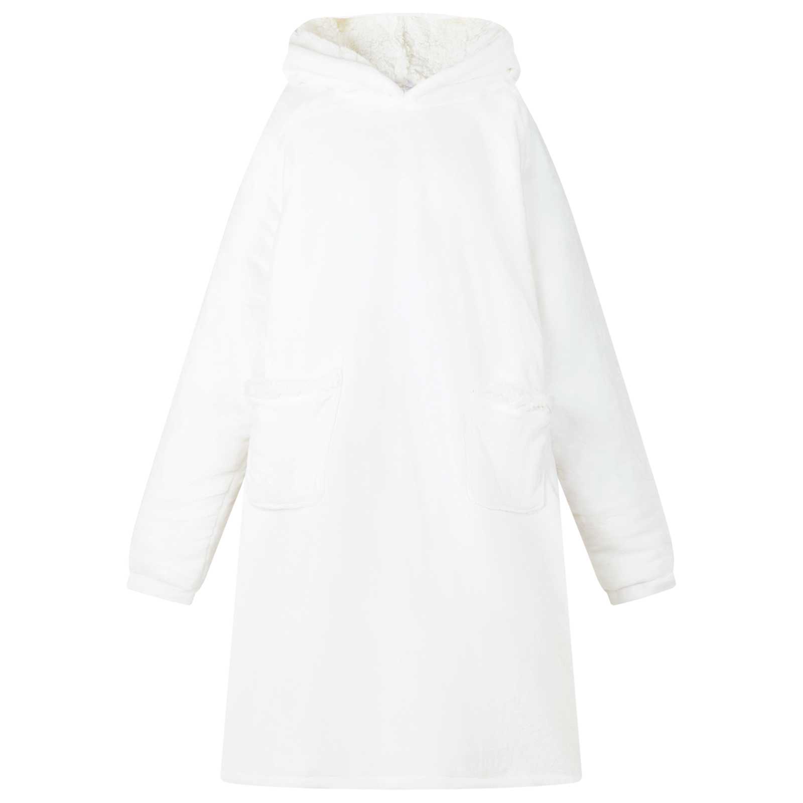 vidaXL Blanket Hoodie White M Fleece and Flannel 1