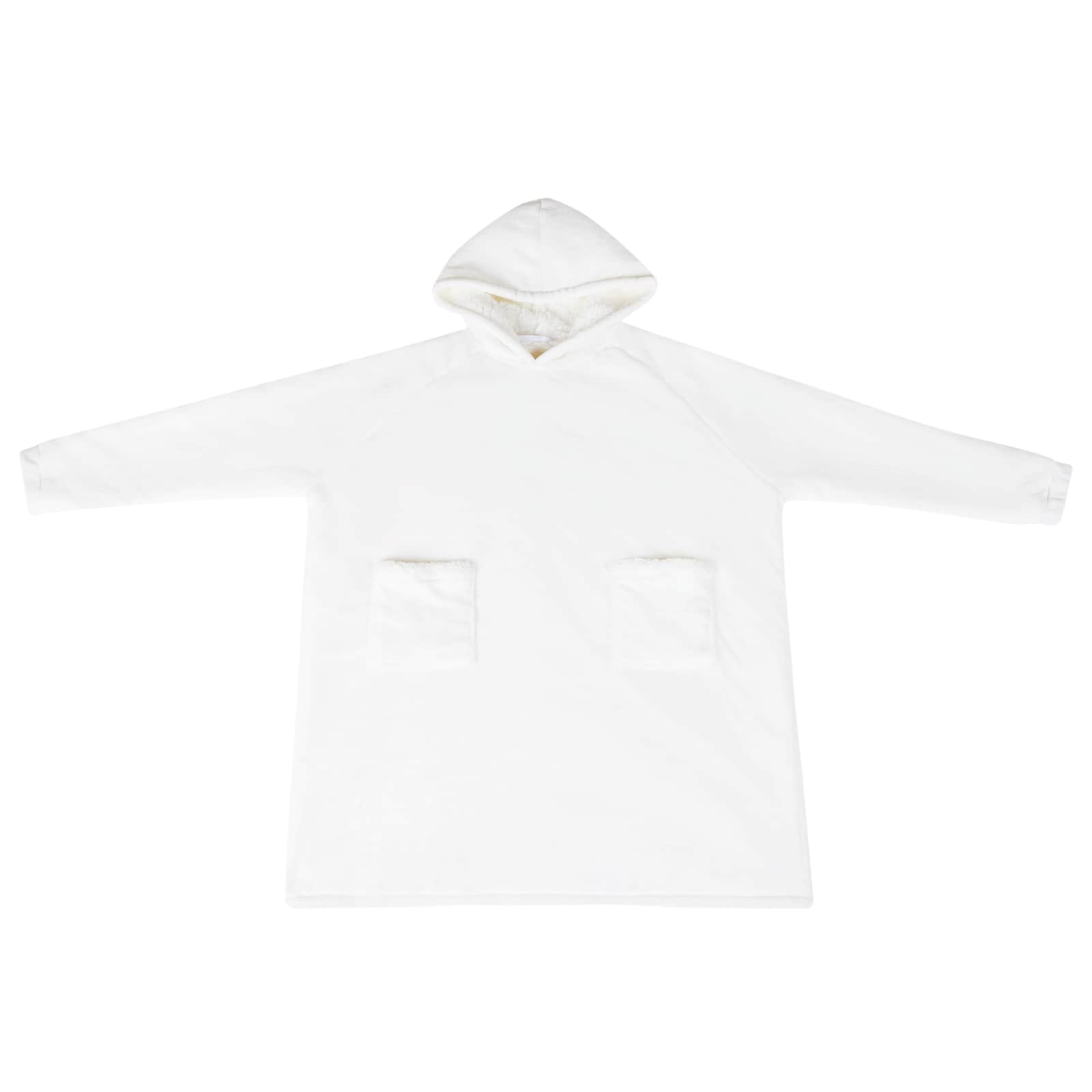vidaXL Blanket Hoodie White L Fleece and Flannel 2