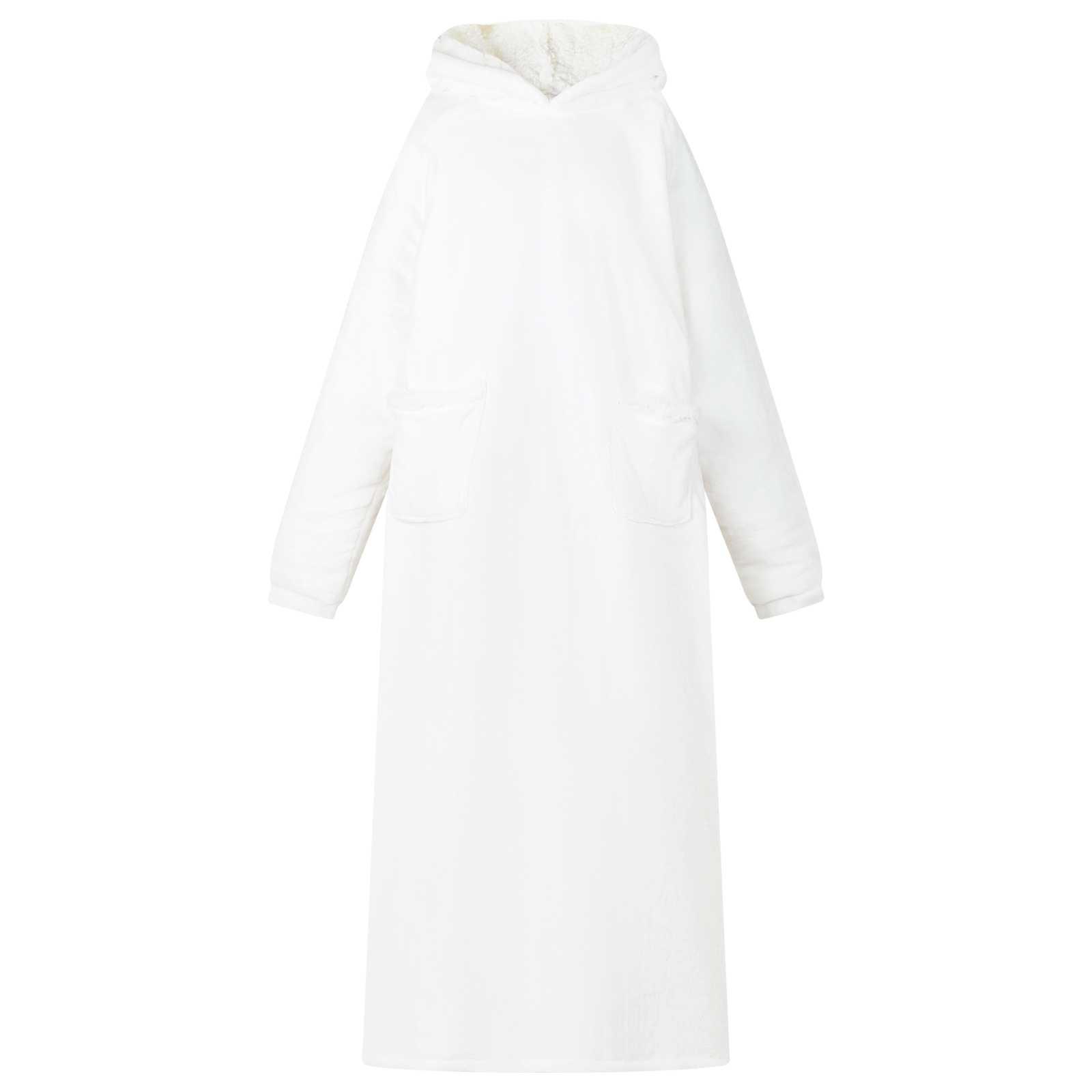 vidaXL Blanket Hoodie White L Fleece and Flannel 1
