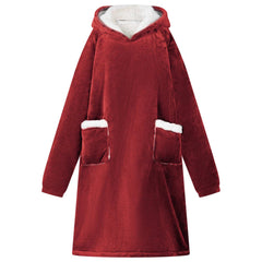 vidaXL Blanket Hoodie Bordeaux Red L Fleece and Flannel 1