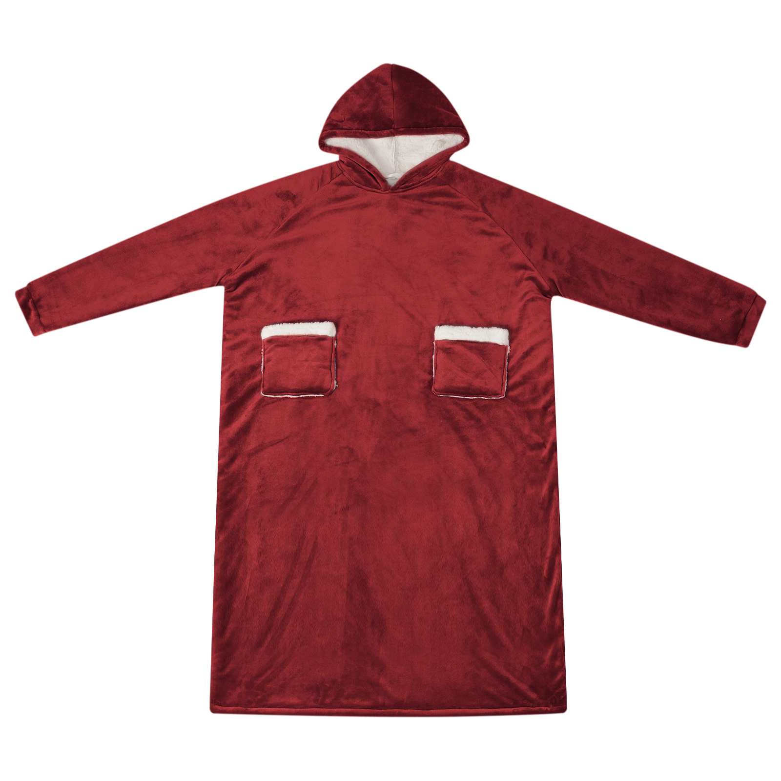 vidaXL Blanket Hoodie Bordeaux Red M Fleece and Flannel 2