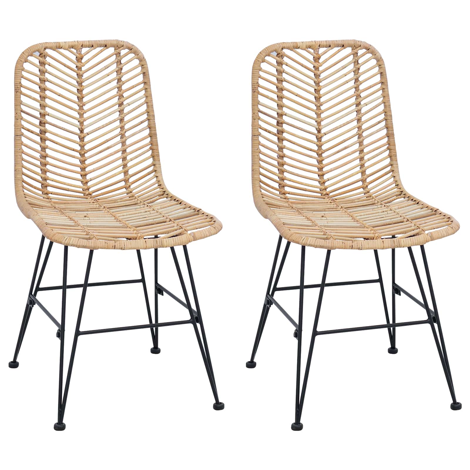vidaXL Dining Chair 2 pcs Rattan and Iron Natural 44.5 x 54.5 x 85 cm 2