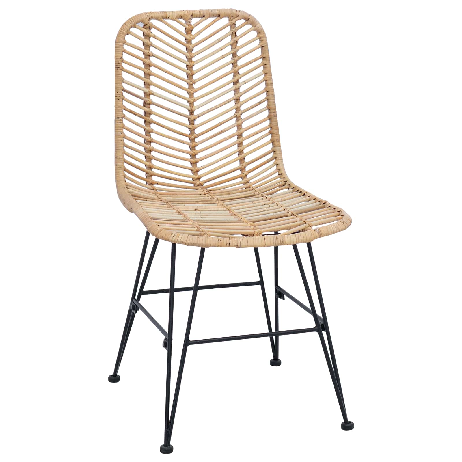 vidaXL Dining Chair 2 pcs Rattan and Iron Natural 44.5 x 54.5 x 85 cm 4