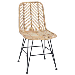 vidaXL Dining Chair 2 pcs Rattan and Iron Natural 44.5 x 54.5 x 85 cm 4