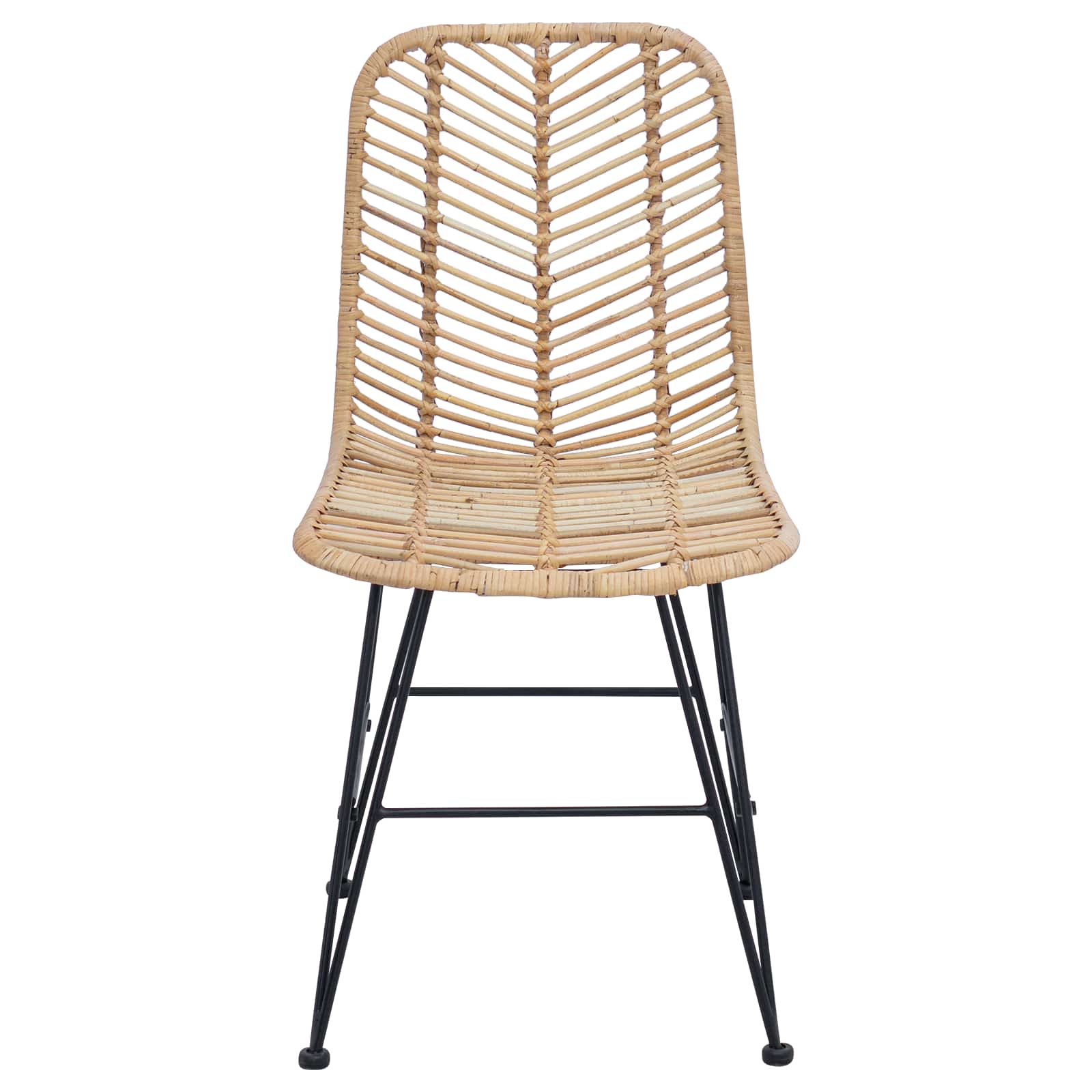 vidaXL Dining Chair 2 pcs Rattan and Iron Natural 44.5 x 54.5 x 85 cm 5