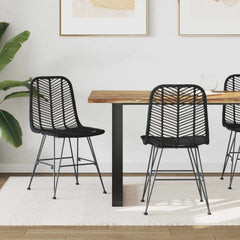 vidaXL Dining Chair 2 pcs Rattan and Iron Black 44.5 x 54.5 x 85 cm 1