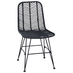 vidaXL Dining Chair 2 pcs Rattan and Iron Black 44.5 x 54.5 x 85 cm 4