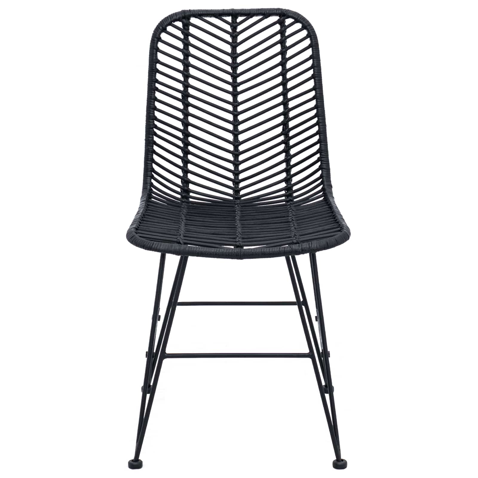 vidaXL Dining Chair 2 pcs Rattan and Iron Black 44.5 x 54.5 x 85 cm 5