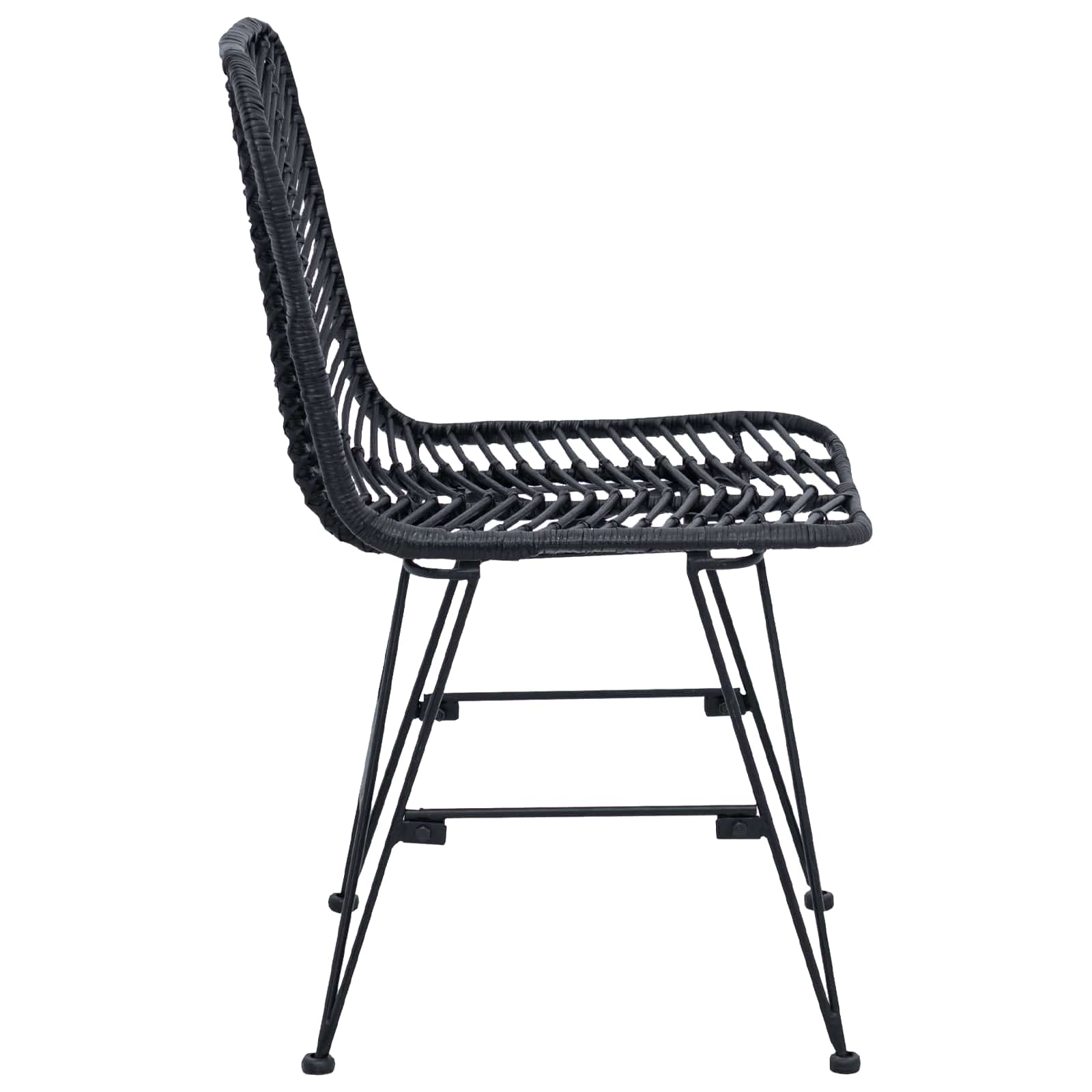 vidaXL Dining Chair 2 pcs Rattan and Iron Black 44.5 x 54.5 x 85 cm 6