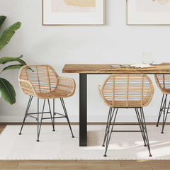 vidaXL Dining Chair 2 pcs Rattan and Iron Natural 55 x 50 x 74 cm 1