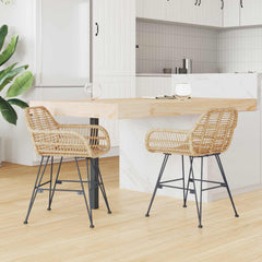 vidaXL Dining Chair 2 pcs Rattan and Iron Natural 55 x 50 x 74 cm 3