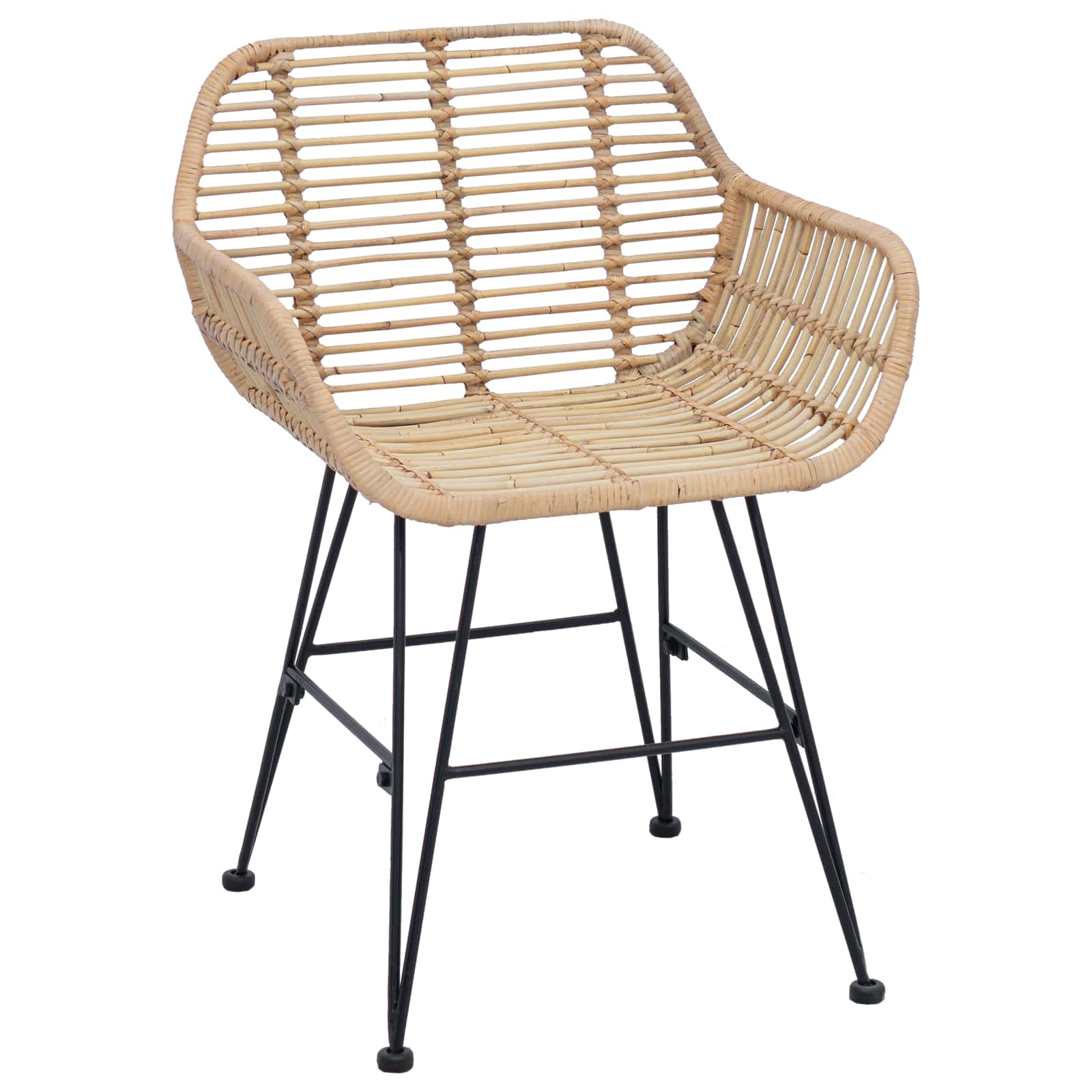 vidaXL Dining Chair 2 pcs Rattan and Iron Natural 55 x 50 x 74 cm 4
