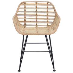 vidaXL Dining Chair 2 pcs Rattan and Iron Natural 55 x 50 x 74 cm 5