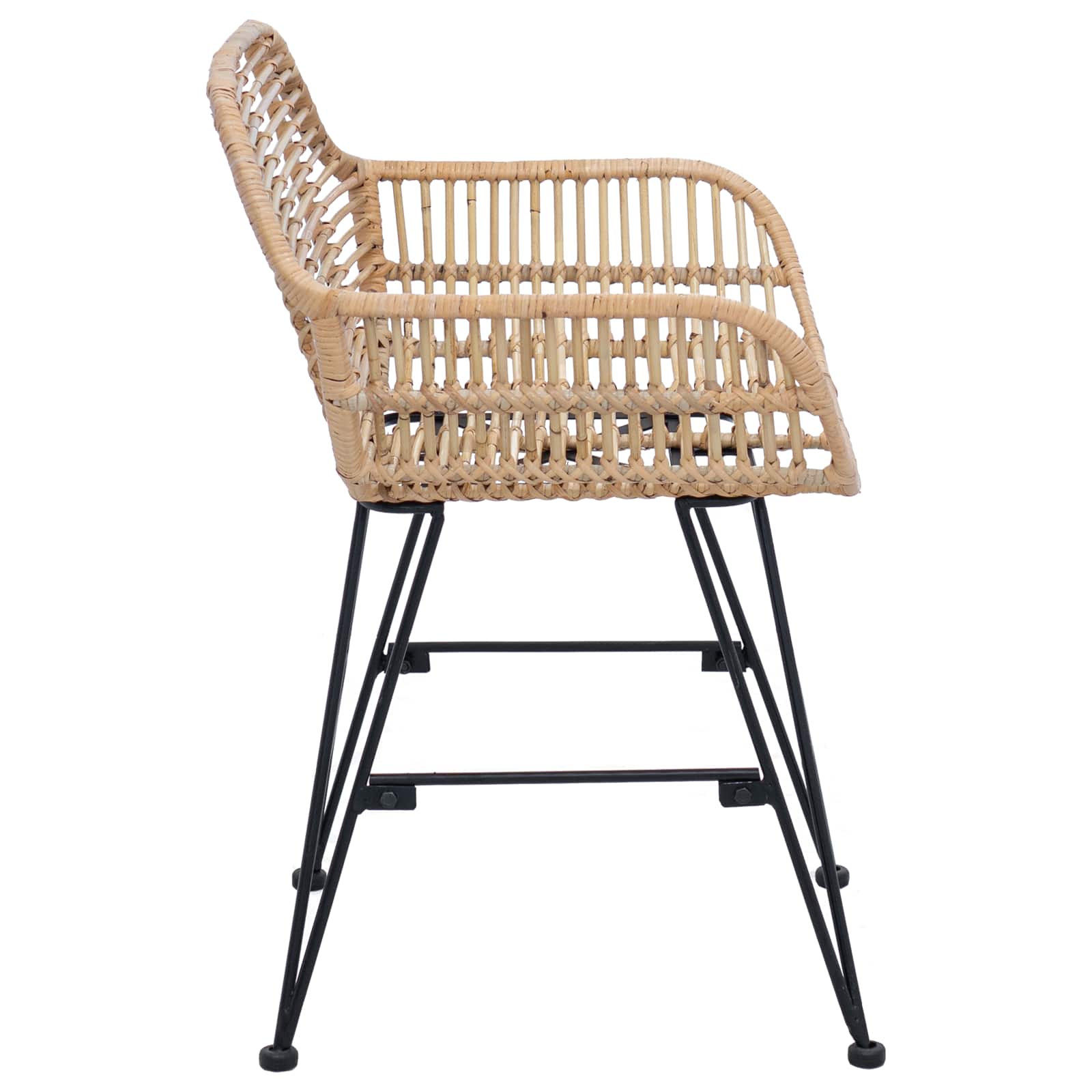 vidaXL Dining Chair 2 pcs Rattan and Iron Natural 55 x 50 x 74 cm 6