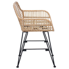 vidaXL Dining Chair 2 pcs Rattan and Iron Natural 55 x 50 x 74 cm 6
