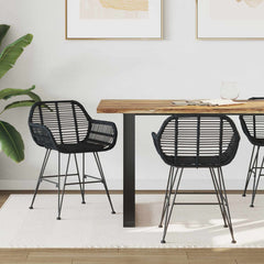 vidaXL Dining Chair 2 pcs Rattan and Iron Black 55 x 50 x 74 cm 1