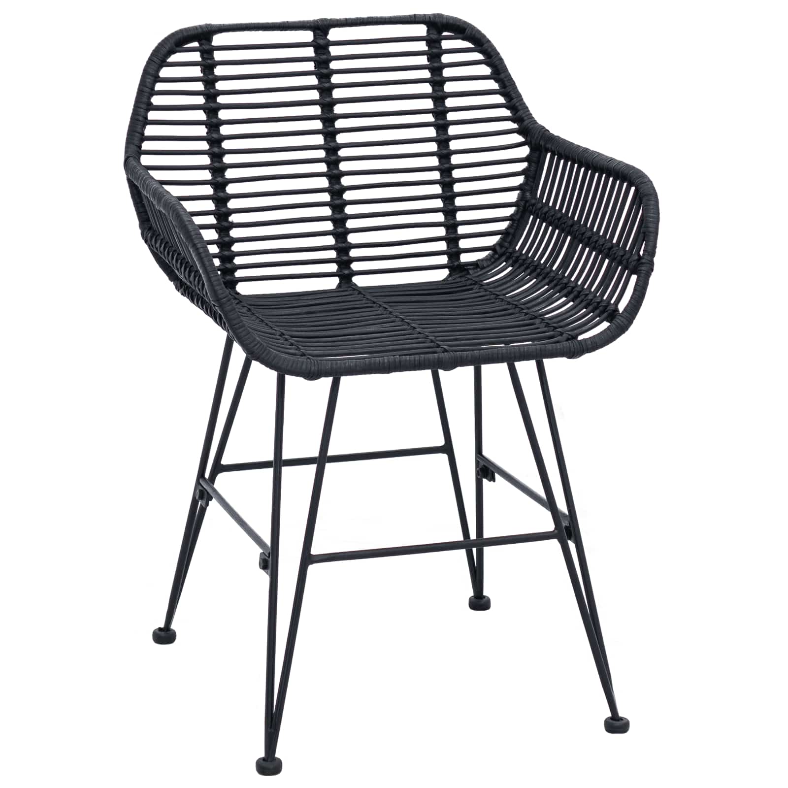 vidaXL Dining Chair 2 pcs Rattan and Iron Black 55 x 50 x 74 cm 4