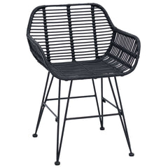 vidaXL Dining Chair 2 pcs Rattan and Iron Black 55 x 50 x 74 cm 4