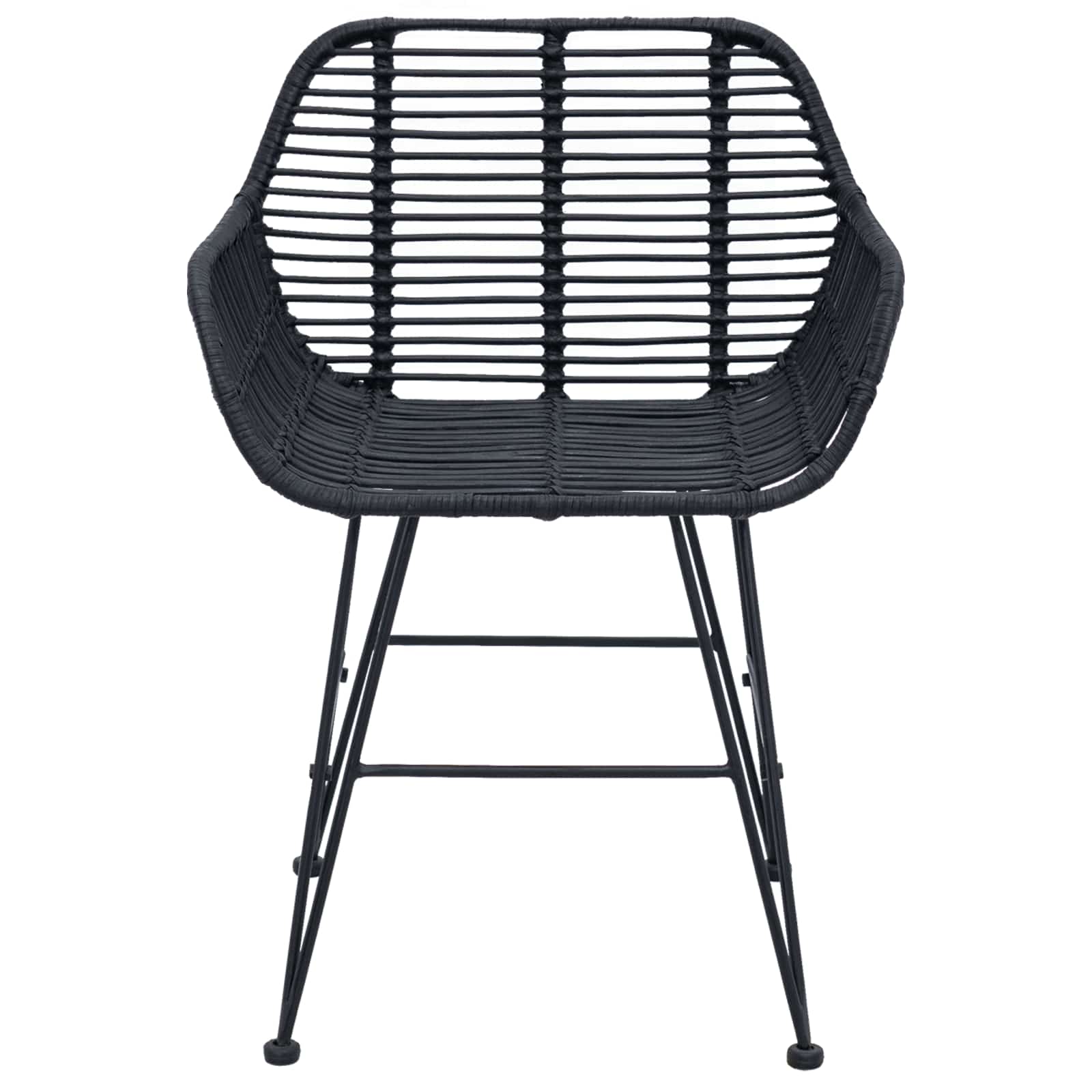 vidaXL Dining Chair 2 pcs Rattan and Iron Black 55 x 50 x 74 cm 5