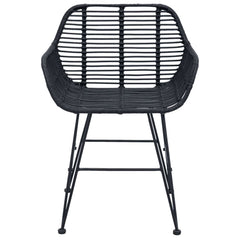 vidaXL Dining Chair 2 pcs Rattan and Iron Black 55 x 50 x 74 cm 5
