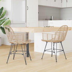 vidaXL Dining Chair 2 pcs Rattan and Iron Natural 57 x 55 x 85 cm 3
