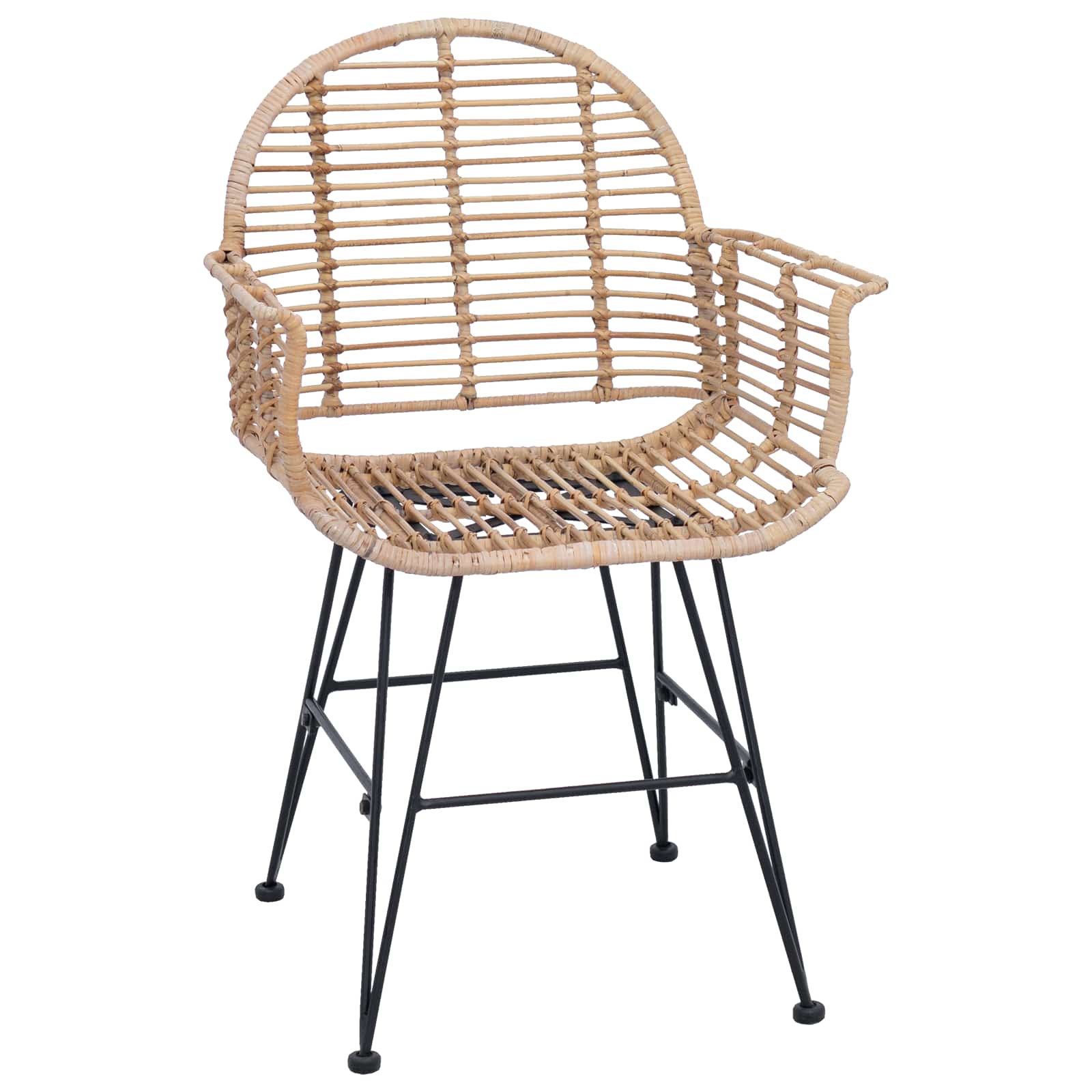 vidaXL Dining Chair 2 pcs Rattan and Iron Natural 57 x 55 x 85 cm 4