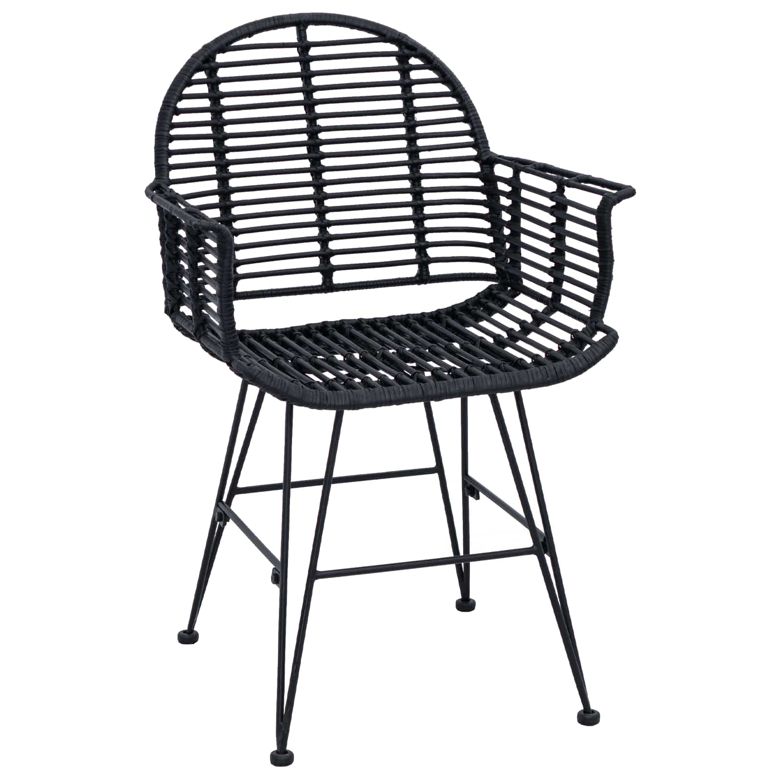 vidaXL Dining Chair 2 pcs Rattan and Iron Black 57 x 55 x 85 cm 4