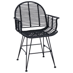 vidaXL Dining Chair 2 pcs Rattan and Iron Black 57 x 55 x 85 cm 4