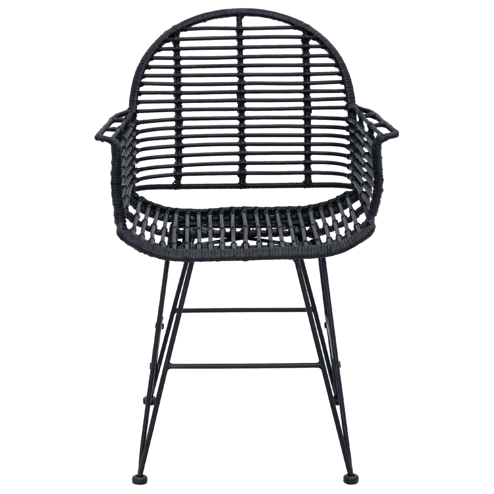 vidaXL Dining Chair 2 pcs Rattan and Iron Black 57 x 55 x 85 cm 5