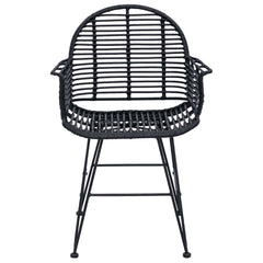 vidaXL Dining Chair 2 pcs Rattan and Iron Black 57 x 55 x 85 cm 5