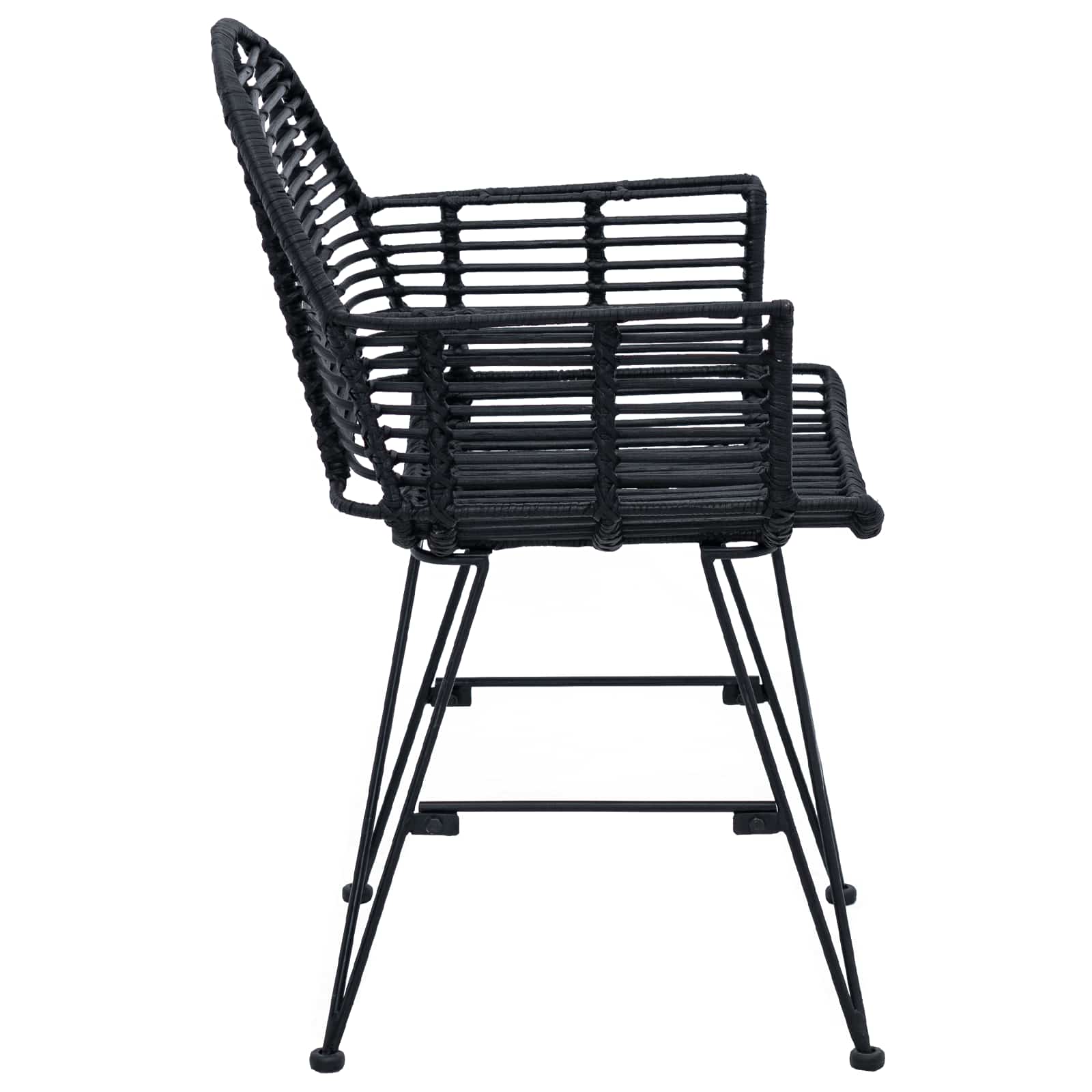 vidaXL Dining Chair 2 pcs Rattan and Iron Black 57 x 55 x 85 cm 6