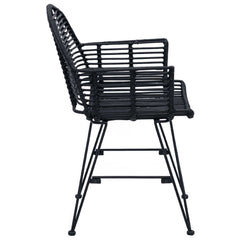 vidaXL Dining Chair 2 pcs Rattan and Iron Black 57 x 55 x 85 cm 6