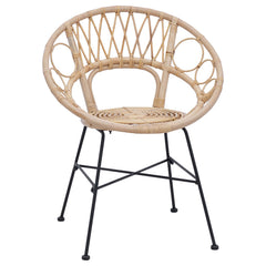 vidaXL Dining Chair 2 pcs Rattan and Iron Natural 54 x 65 x 82 cm 4