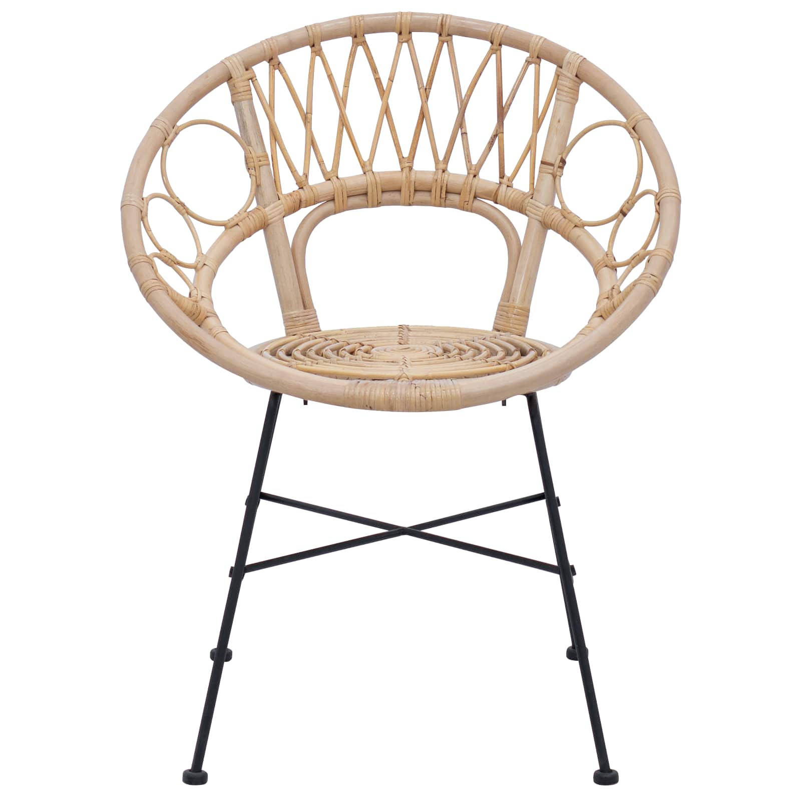 vidaXL Dining Chair 2 pcs Rattan and Iron Natural 54 x 65 x 82 cm 5