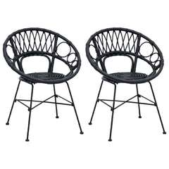 vidaXL Dining Chair 2 pcs Rattan and Iron Black 54 x 65 x 82 cm 2