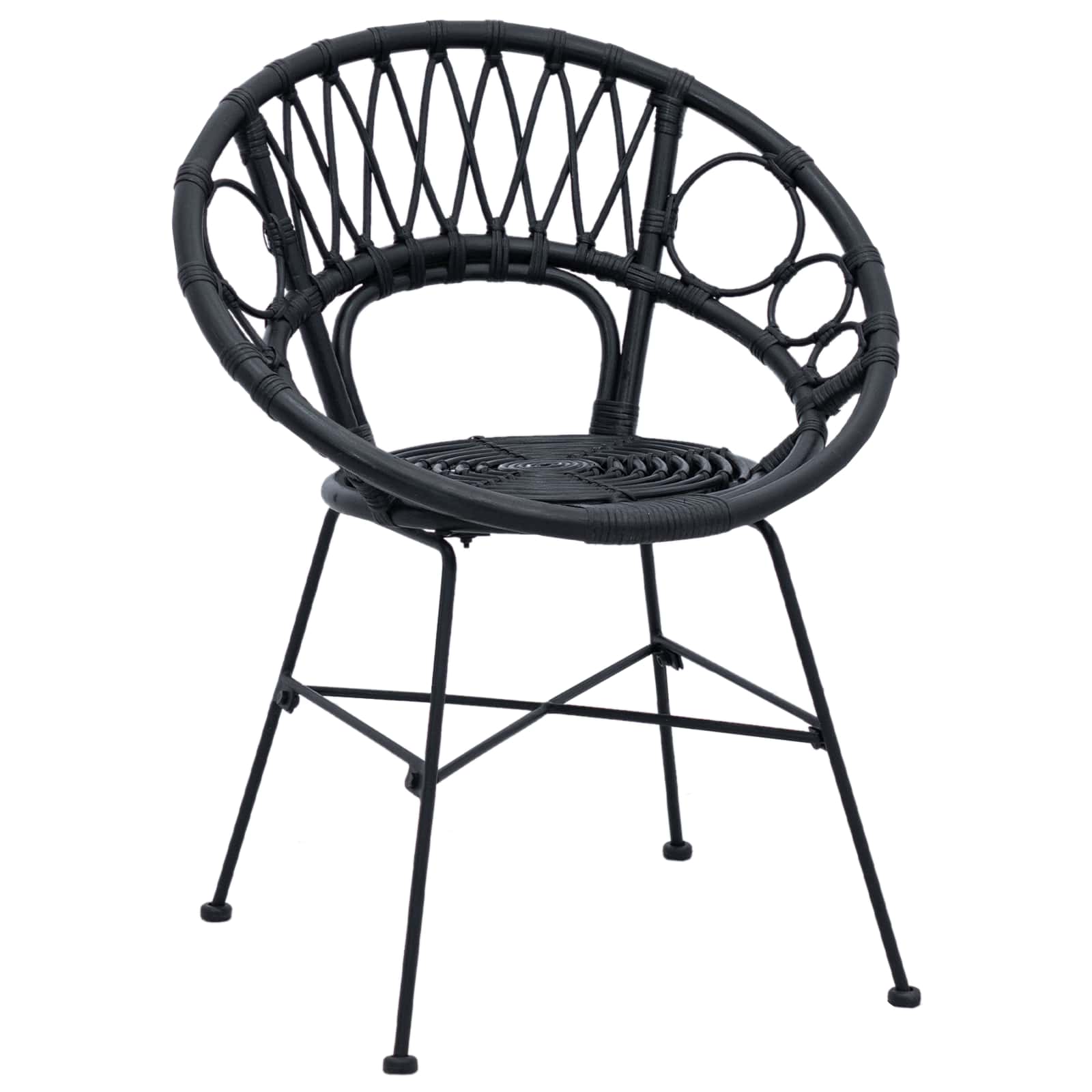 vidaXL Dining Chair 2 pcs Rattan and Iron Black 54 x 65 x 82 cm 4
