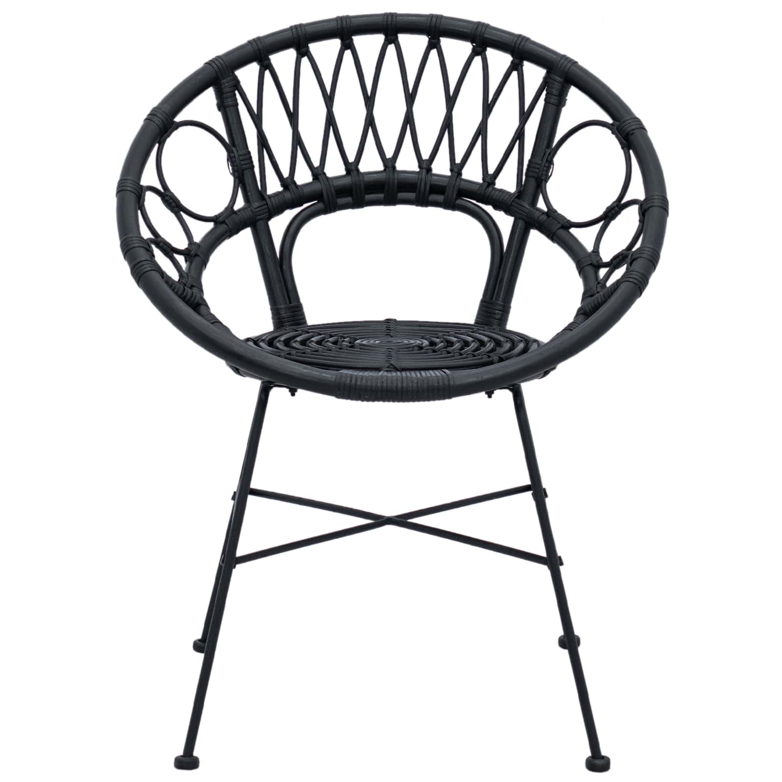 vidaXL Dining Chair 2 pcs Rattan and Iron Black 54 x 65 x 82 cm 5