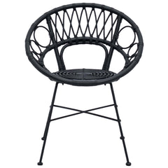 vidaXL Dining Chair 2 pcs Rattan and Iron Black 54 x 65 x 82 cm 5