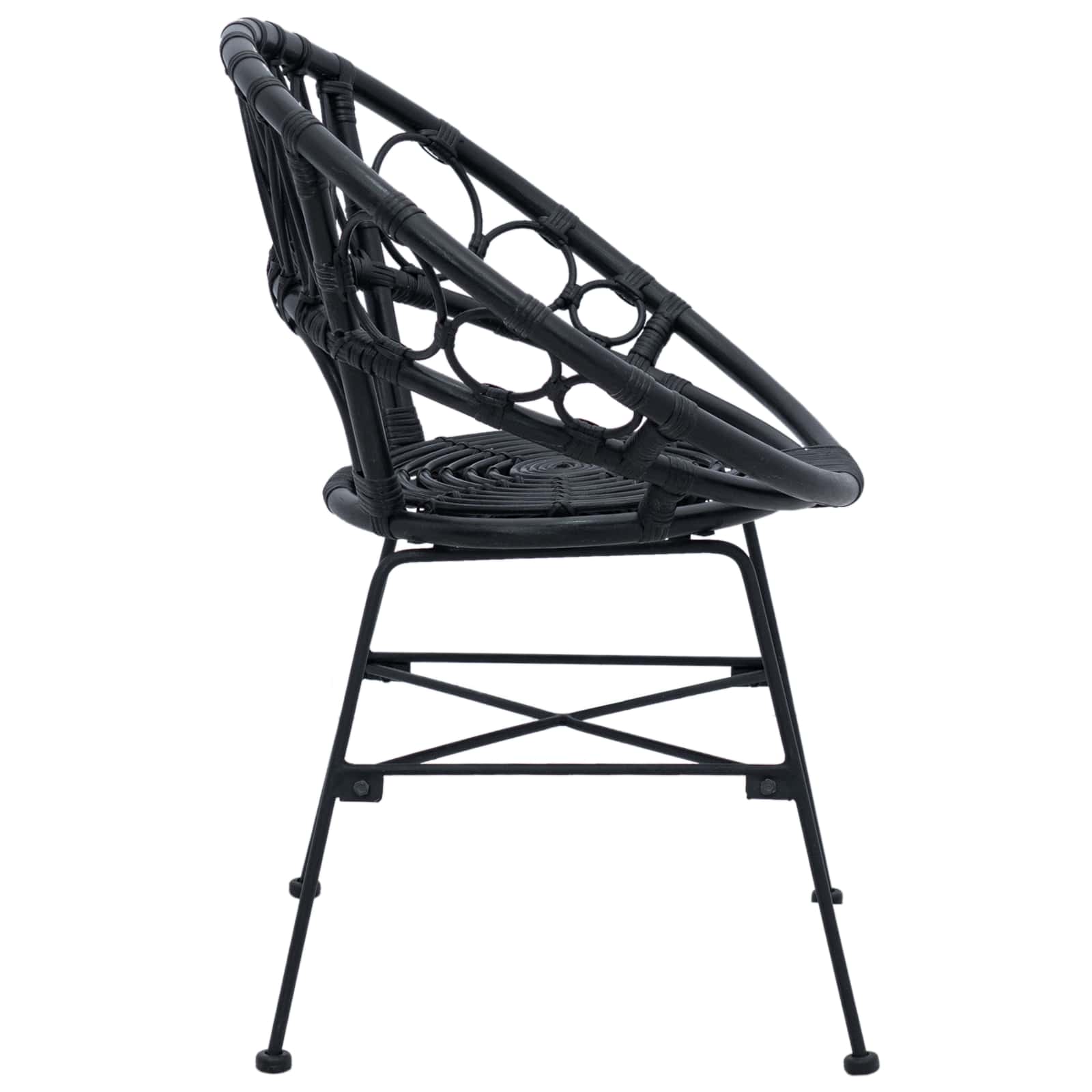 vidaXL Dining Chair 2 pcs Rattan and Iron Black 54 x 65 x 82 cm 6