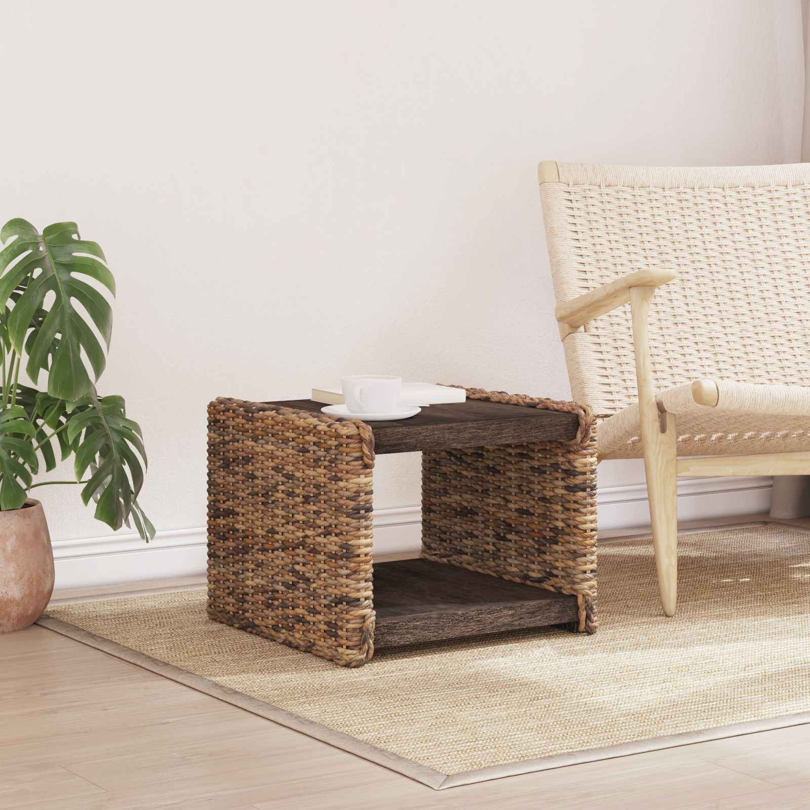 vidaXL Coffee Table Natural 45 x 45 x 45 cm Solid Mahogany Wood 3