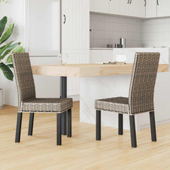 vidaXL Dining Chair GENDT 2 pcs Solid Mahogany Wood Black Wash 3