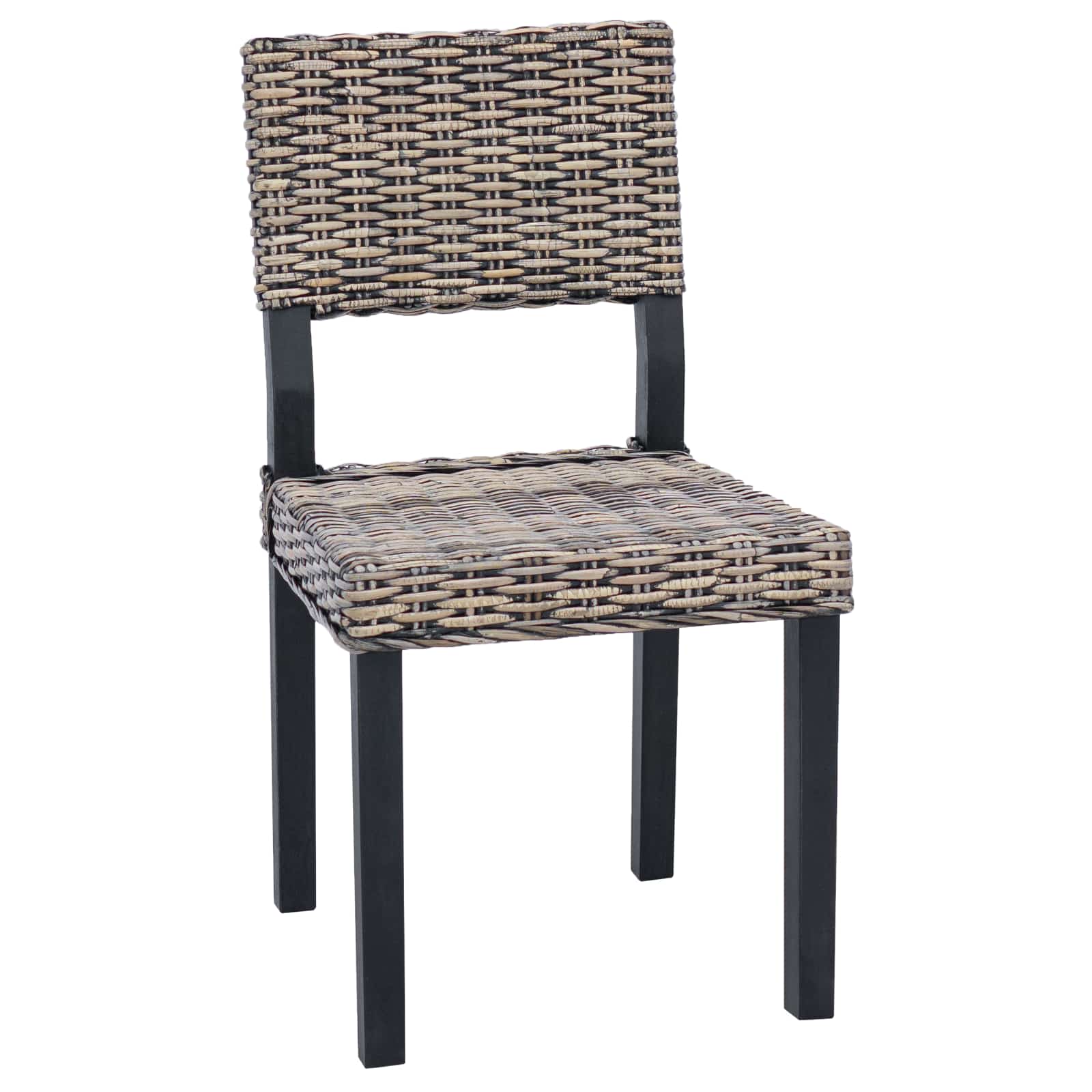 vidaXL Dining Chair GENDT 2 pcs Kubu Rattan Black Wash 46 x 55 x 84 cm 4