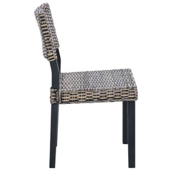 vidaXL Dining Chair GENDT 2 pcs Kubu Rattan Black Wash 46 x 55 x 84 cm 6