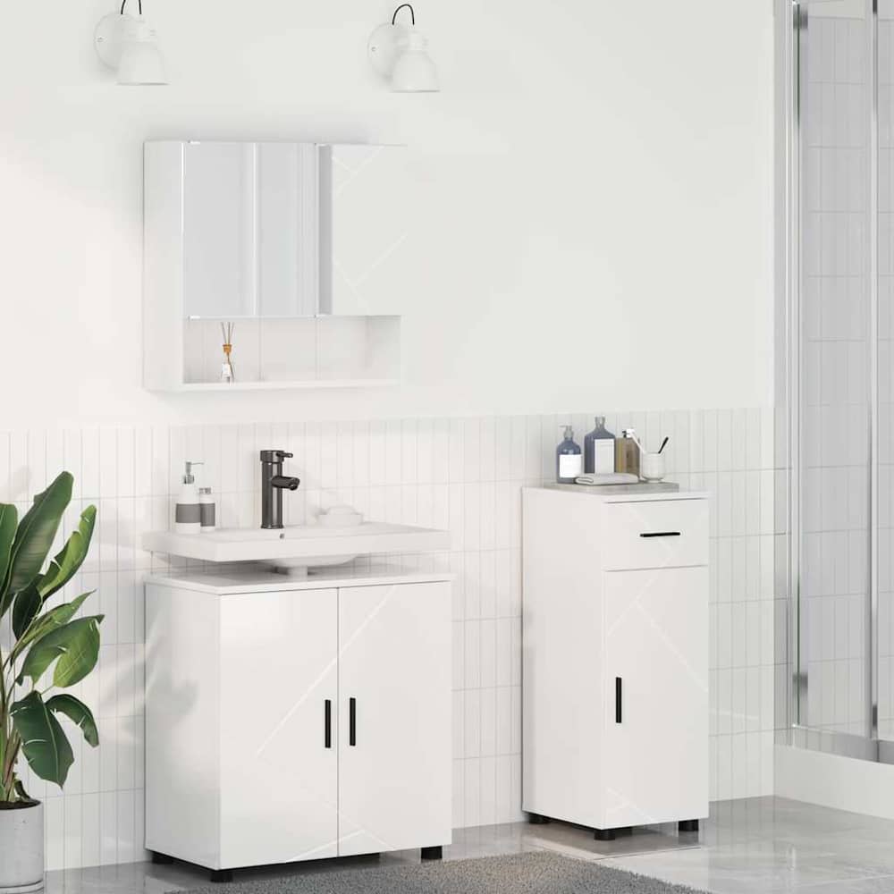 Bathroom Furniture Set 3 pcs 61 x 35 x 64 cm High gloss white