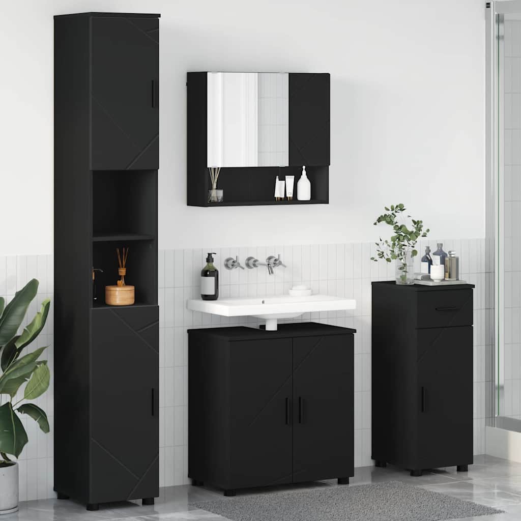 Bathroom Furniture Set 4 pcs 61 x 35 x 64 cm Black