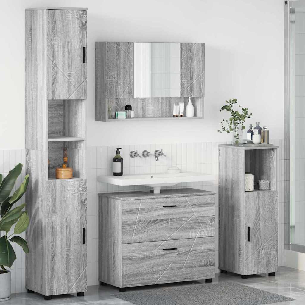 Bathroom Furniture Set 4 pcs Grey sonoma