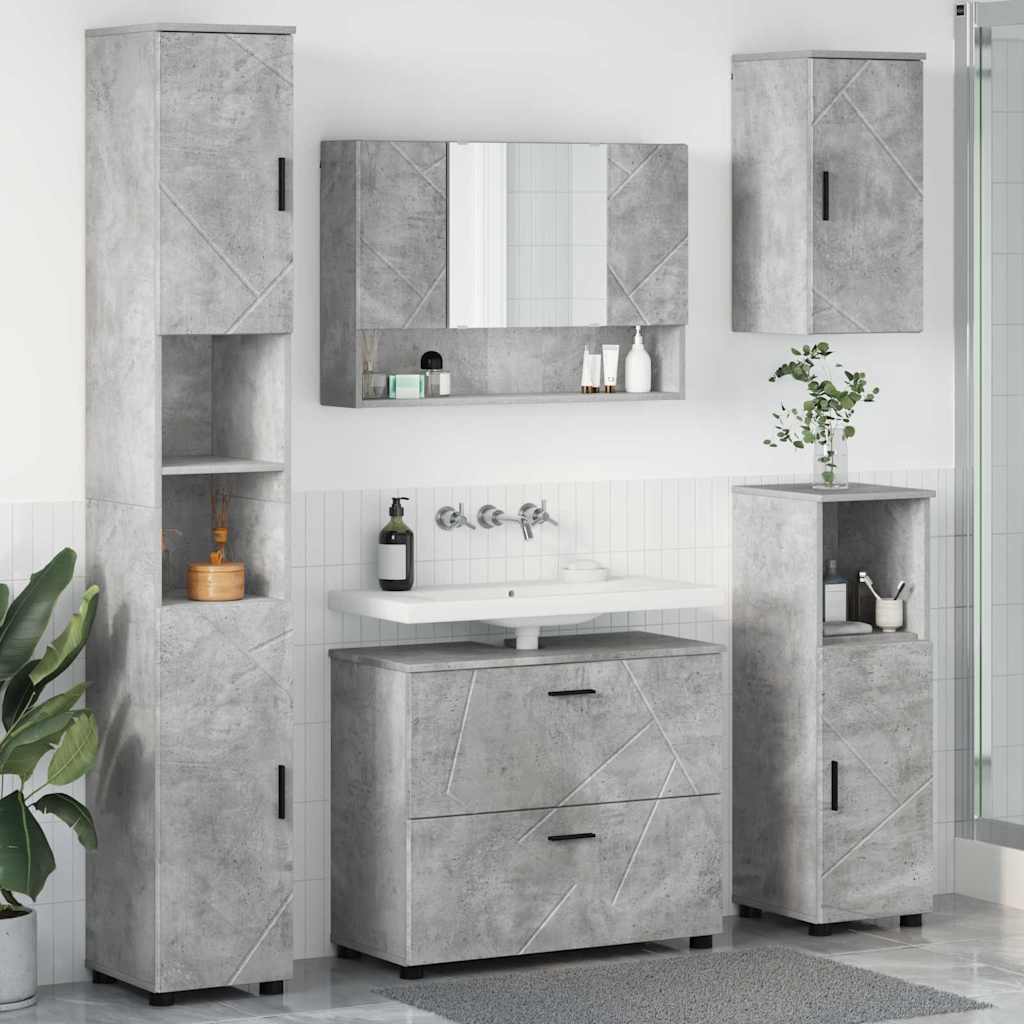 Bathroom Furniture Set 5 pcs Concrete grey