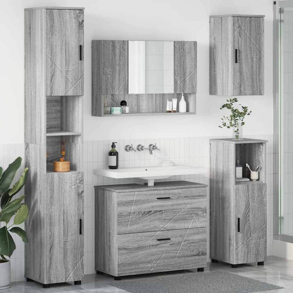 Bathroom Furniture Set 5 pcs Grey sonoma