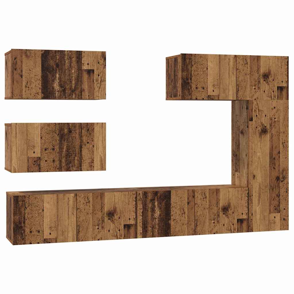 vidaXL TV Cabinet Set 6 pcs 12.01 x 11.81 x 35.43 in Old Wood 2